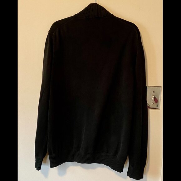 Merona Men's XL 100% Cotton Sweater Mock-neck with Zipper Black Ribbed Cozy - Picture 4 of 7
